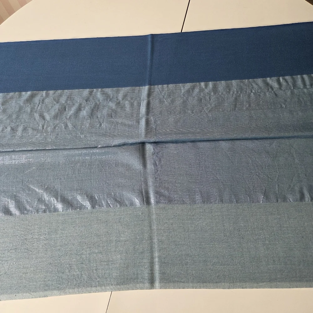 NWT Style & Co Blue‎ Teal Metallic Striped Check Chambray Scarf 25×80 Inches